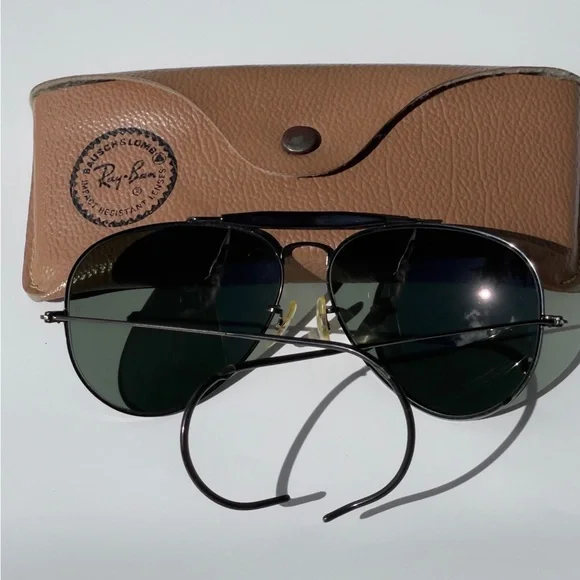 Vintage B&L Ray-Ban Outdoorsman RARE Black Chrome 62mm CableTemples G-15 w/case - Picture 5 of 16